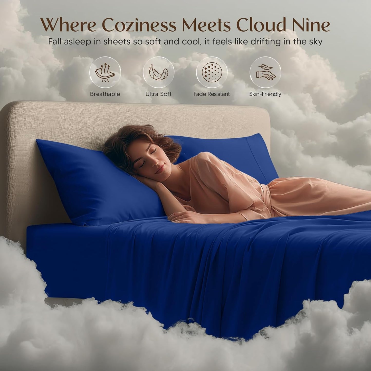 Utopia Bedding Queen Size Sheet Set - Soft, Breathable Microfiber | 4-Piece in Royal Blue, Oeko-Tex Certified