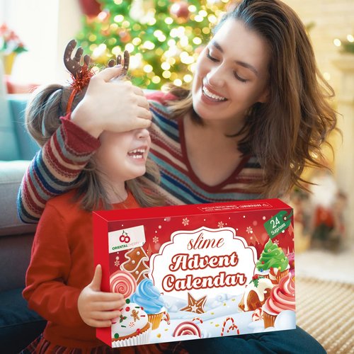 Advent Calendar 2025-24 Days of Slime and Charms Kit - Christmas Countdown Calendars Gifts for Girls Boys Kids Teens Toddlers