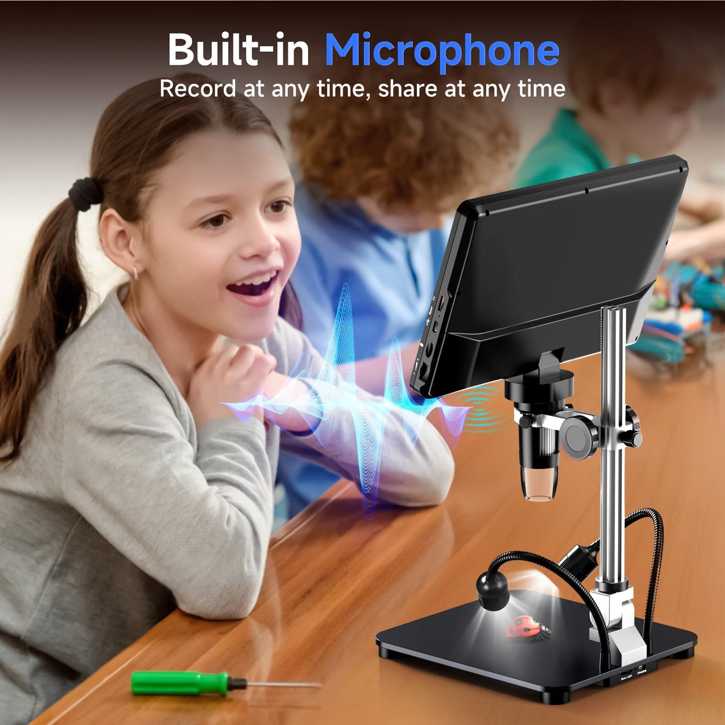 Hayve DM12 10.1'' HDMI Digital Microscope, 2000X Coin Microscope with IPS Screen, 20MP Soldering Microscopes for Electronics with 10.4'' Longer Stand,Compatible with PC/TV