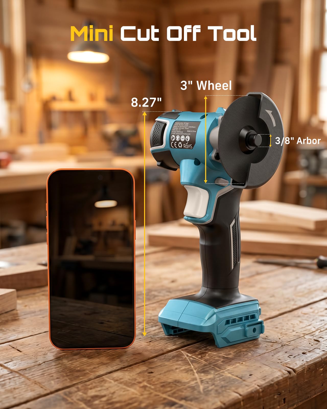Seesii 3" Cut Off Tool Cordless 21V Max - Brushless & Compact, 20000 RPM Mini Circular Saw with 3/8" Arbor Blades, 0.1s Brake, Forward/Reverse, 2×4.0Ah Batteries for Wood, Metal, Tile, Rebar