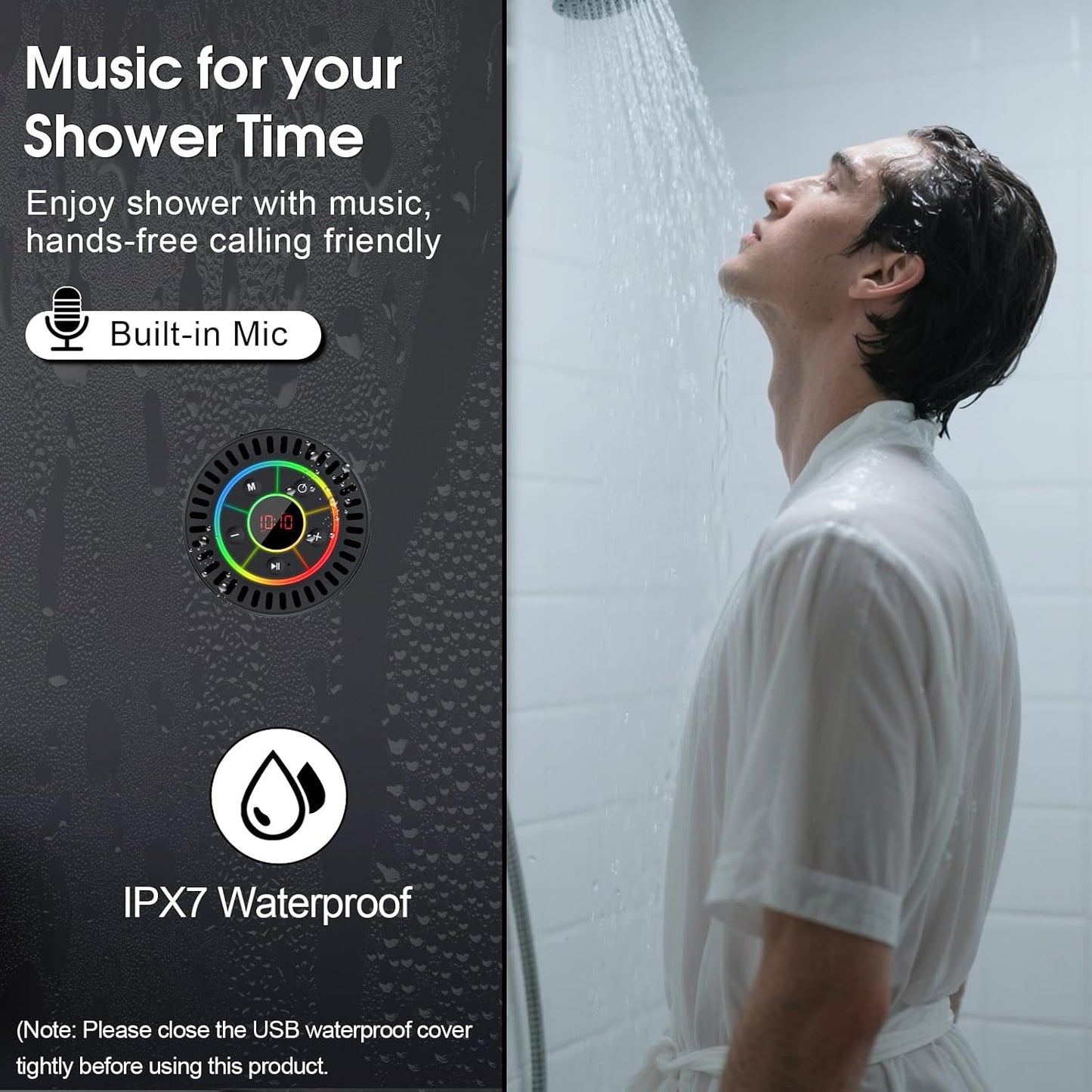 ZHINDVIS IPX7 Cup,8H Bluetooth Speaker, Shower Speaker Waterproof, Speakers Bluetooth Wireless with Rich Bass, Portable