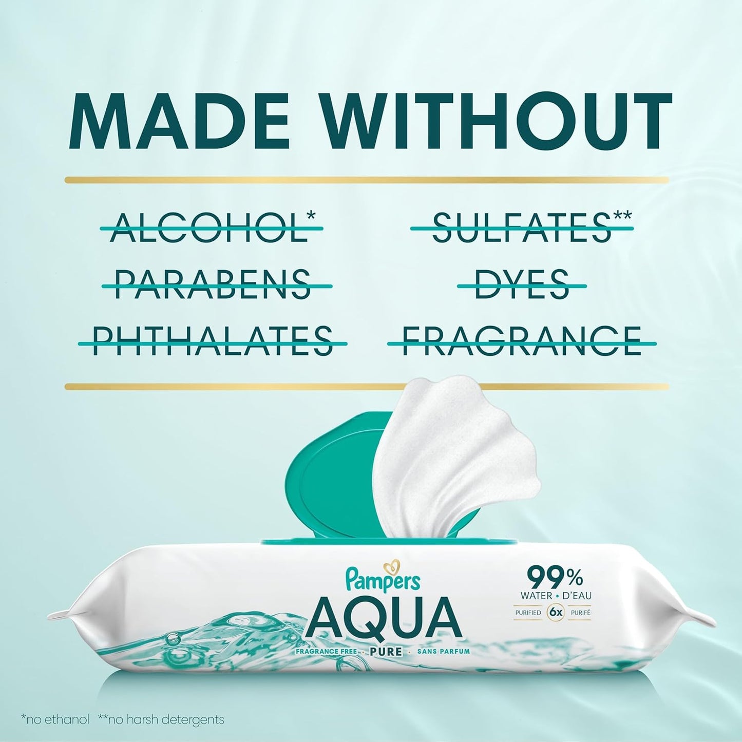 Pampers Aqua Pure Baby Wipes - 99% Water, Fragrance-Free, 672 Total Wipes in 12 Flip-Top Packs