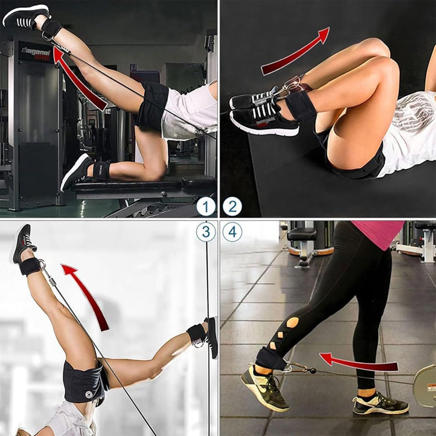 Ankle Straps Ankle Resistance Bands Wrist Cuffs Padded Straps Adjustable Fitness Glute Kickback D-Ring for Cable Machine Gym Foot Leg Training Brace Support, Leg Pulley Attachment Kickback Strap 2Pcs