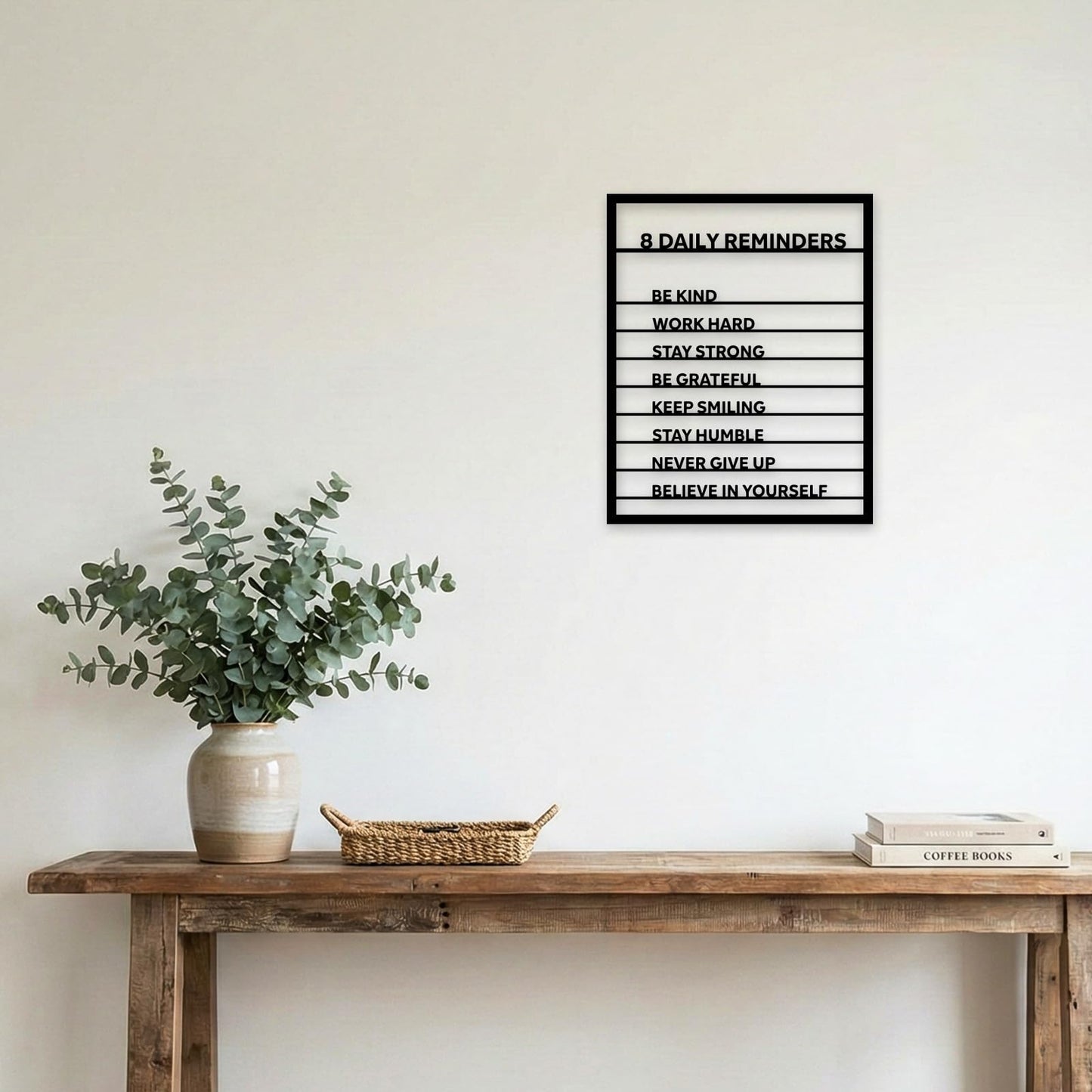 Mavtren 8 Daily Reminders Metal Wall Art - Motivational Quotes Sign for Office Classroom, Inspirational Growth Mindset Decor, Modern Black Iron Plaque for Teen Bedroom, Mental Health Gift