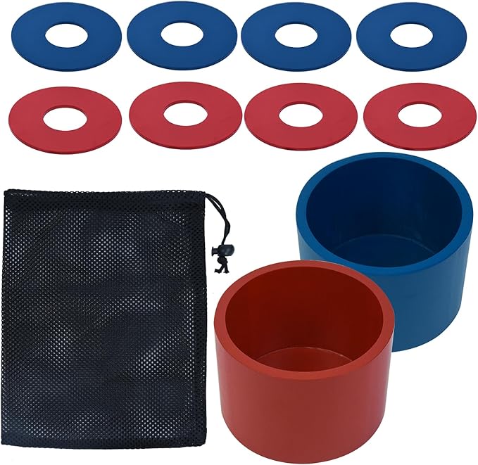 Washer Toss Game Sets Includes 2 Solid Wood Targets and 8 Metal Washers, Portable Beach Cornhole Game Ring Toss Games Outdoor Beach Yard Games for Kids Adults and Family