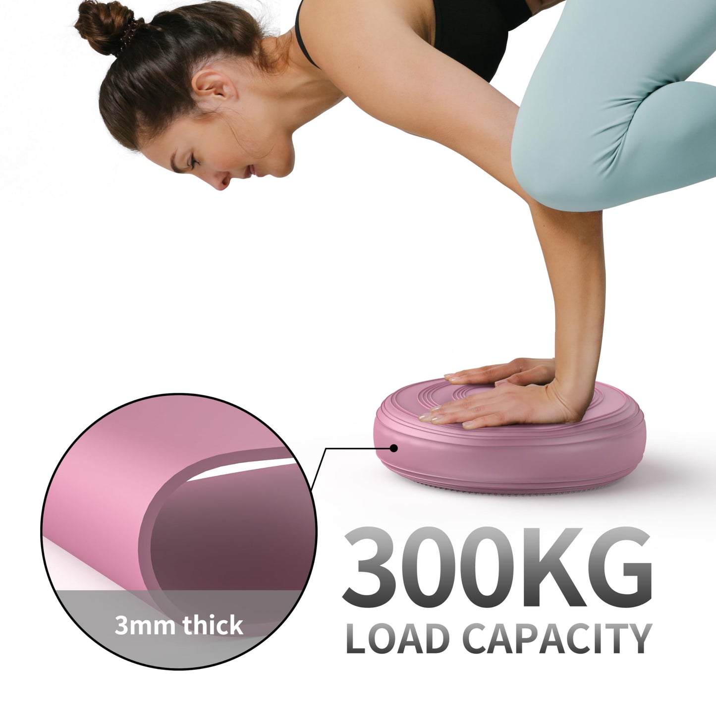 FITMIND Inflated Wobble Cushion,Dyna Disc,Circular Non-slip Texture for Comfortable Sitting,Wiggle Seat to Improve Posture, Fitness, Stability for Sensory Kids Adults,Balance Seat with Pump for Core Strength