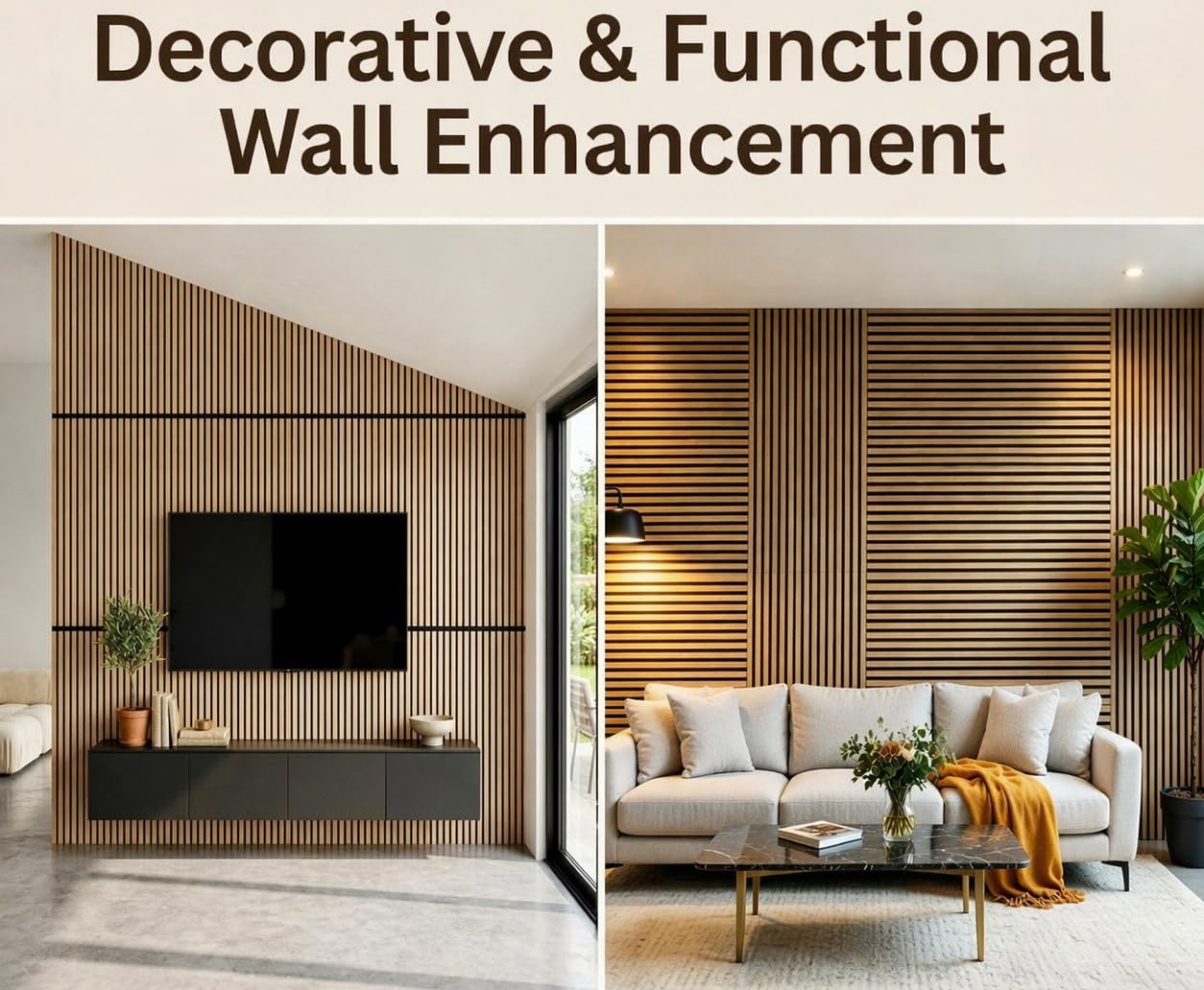 Wood Slat Wall Panels - 4 Pack 47.2" × 23.6" - Acoustic Sound Proof Panels Noise Reduction for Home Office Studio, 3D Fluted Sound Dampening Absorbing Panels, Oak