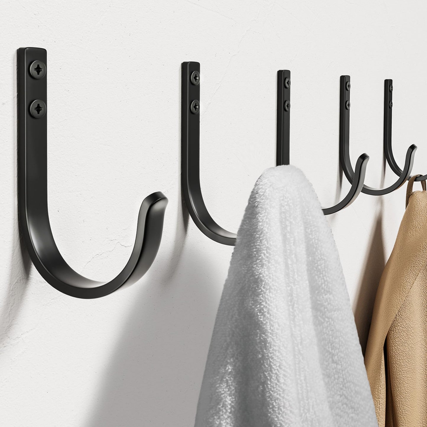 Josmimic 20-Pack Wall Hooks for Hanging Towel/Coat - 22LB Screw in Metal Hanger Wall Mount, for Outdoor, Closet, Door, Bathrooms, for Backpack, Robe, Black