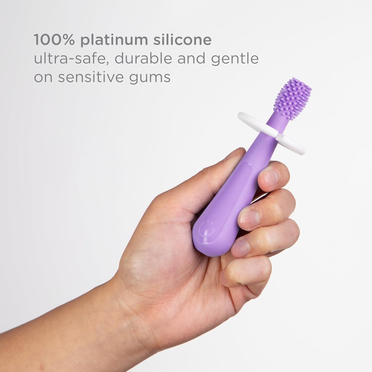 Ubbi 360° Baby Training Toothbrush - Safety Shield & Cover, Food-Grade Silicone, Smoothie Purple