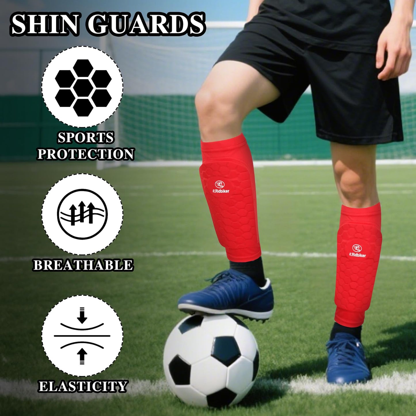 Soccer Shin Guards Shin Pads, Calf Compression Sleeve with Honeycomb Pads, Lightweight Shin Defender Shin Guards Kids for Adult Men Women, Boys, Girls, Youth