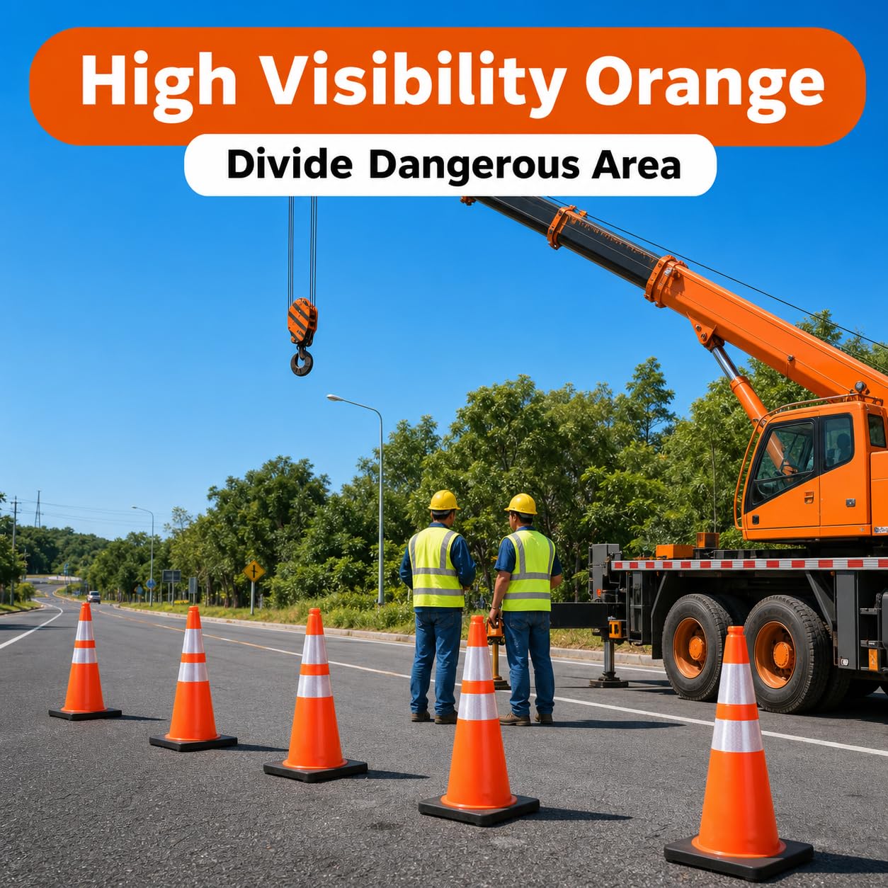 6 Pack 28" Cold Resistant Traffic Cones, 7 lb Heavy Duty PVC Cone with Reflective Film
