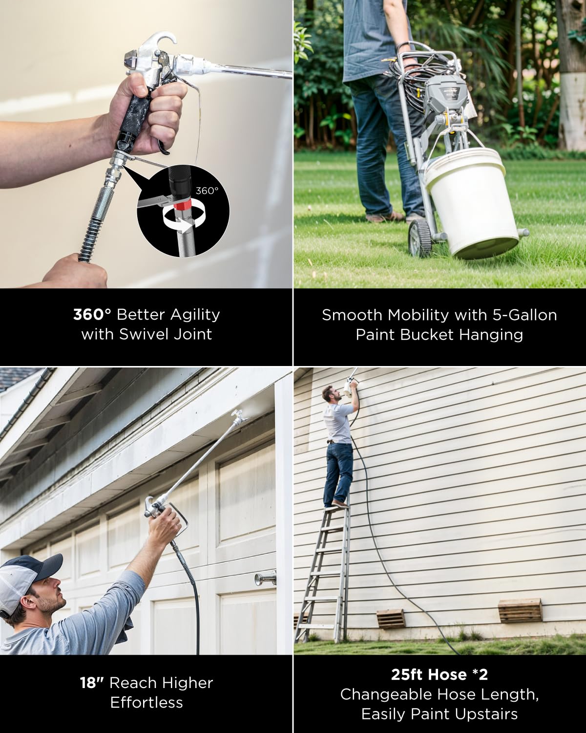 InoKraft MaXpray M3 Cart Airless Paint Sprayer, Highly Efficient Thinning-Free Minimal Overspray for Up to 15 Gallon DIY Painting Projects Home Interior & House Exterior, with Sprayer Accessories