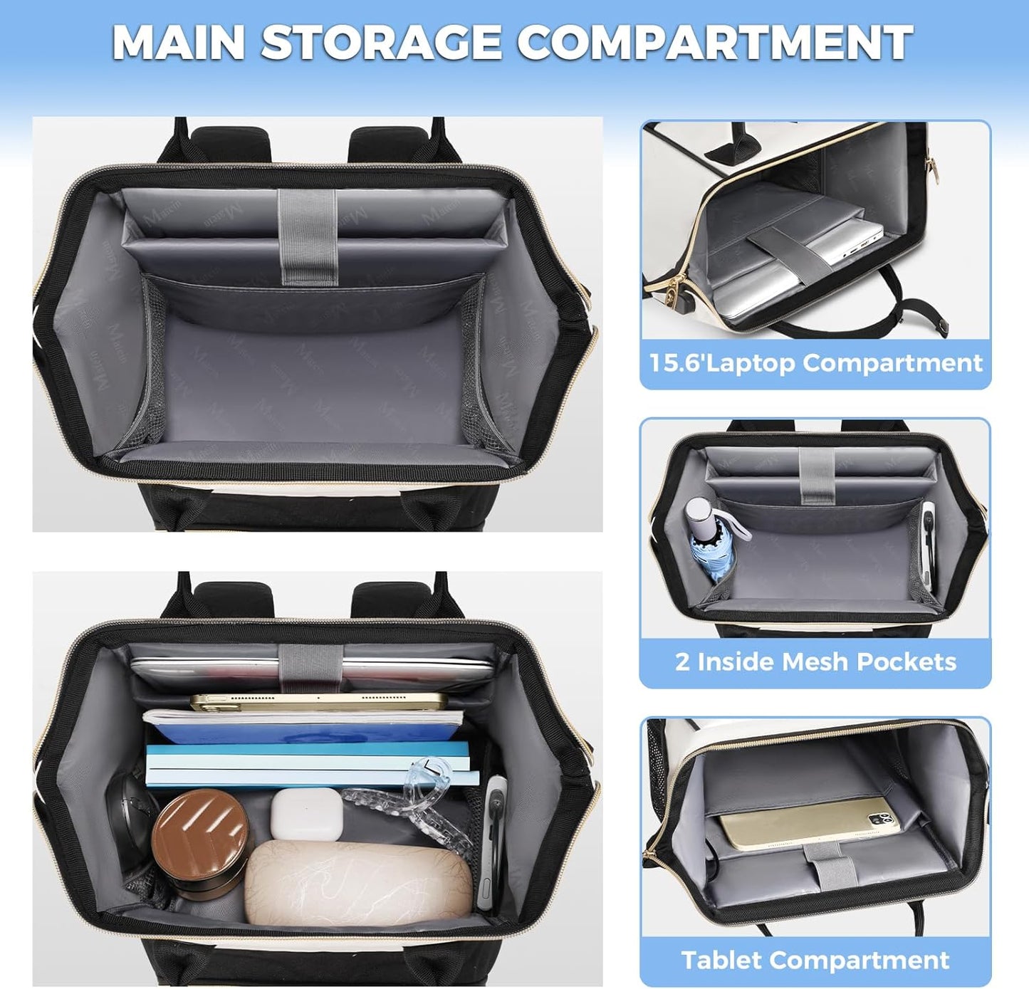 Backpack 15.6 Inch Backpack Backpacks MATEIN Insulated Lunch for Women, Work Laptop with Lunch Compartment