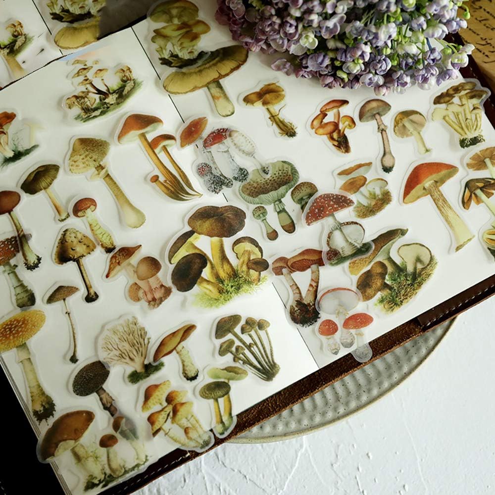 100PCS Pack Doraking Mushroom Stickers - Waterproof Paper Decals for Scrapbook Decoration, Sulfuric Adhesive, Irregular