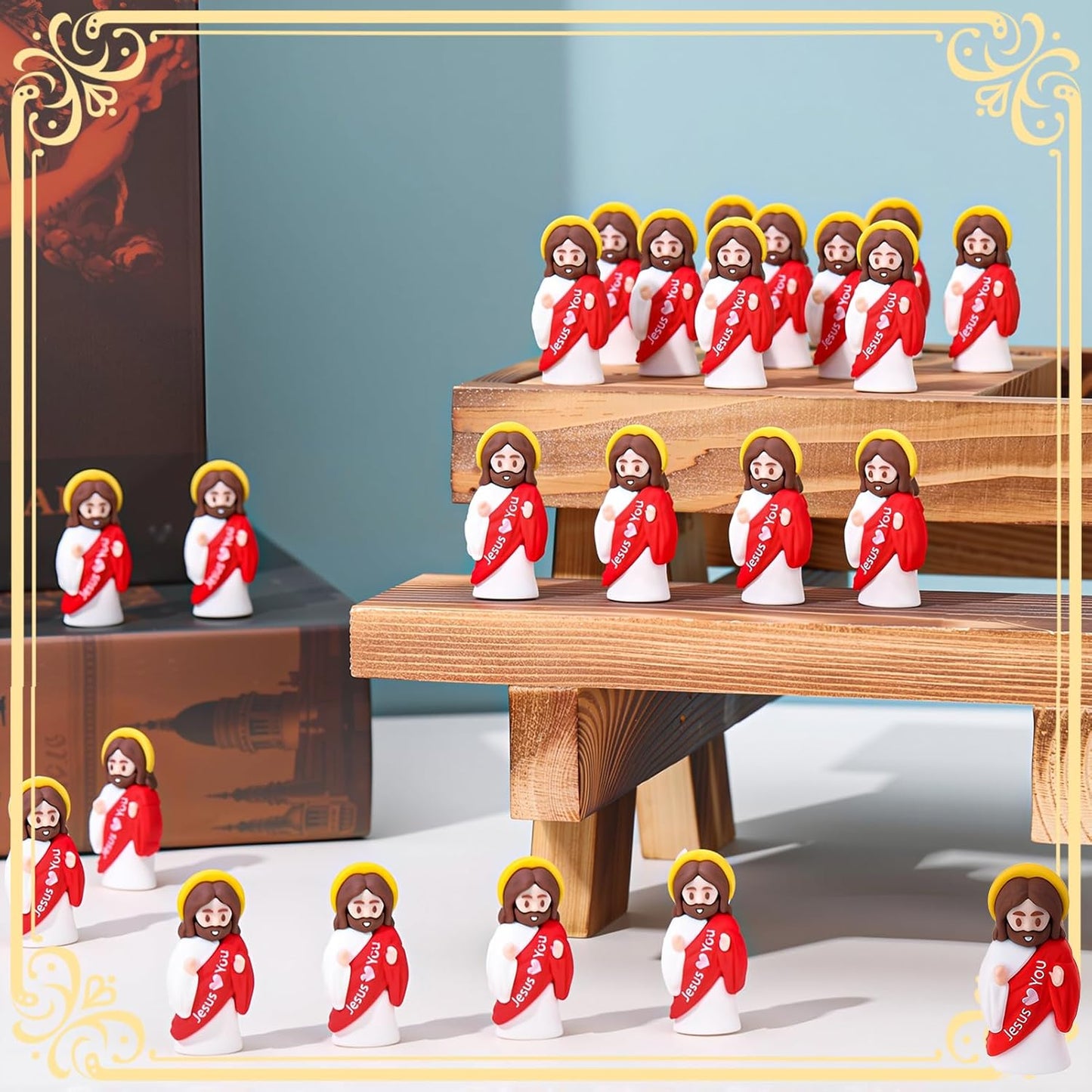Skiennix Mini Jesus Figurines - 30 Pcs Tiny Easter Figures for Religious Gifts & Sunday School (Red)