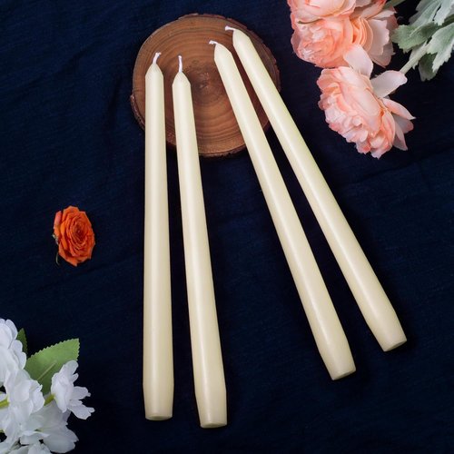 Everymoment Ivory Taper Candles - Dripless & Smokeless 10-Inch Candlesticks - 4 Pack Unscented Cream for Weddings & Home Decor