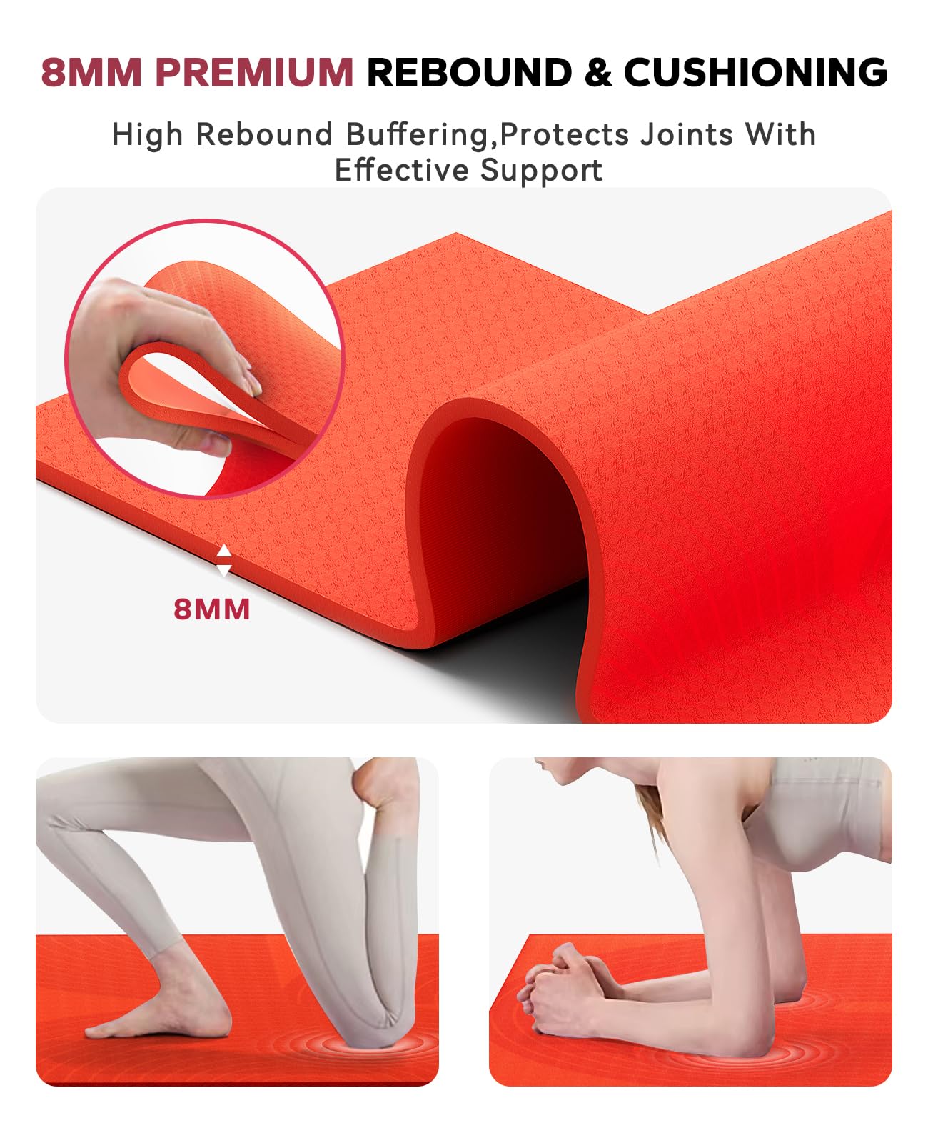 HAPBEAR Extra Large Yoga Mat (84''×30'') - 1/3'' Thick Double-Sided PVC Non-Slip Exercise Mat with High Rebound Cushioning, Dual-Side Usable for Home Gym, Yoga, Pilates & Workouts -Orange