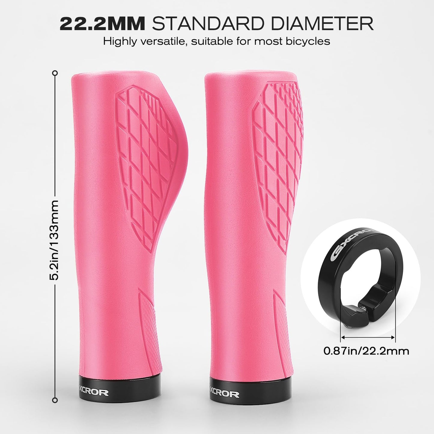 GXCROR Bike Grips,Ergonomic Bicycle Handlebars Grips Shock Absorbing Dual-Density Silicone,Universal 22.2mm Fit with 3D Non-Slip Pattern,Scooter Grips