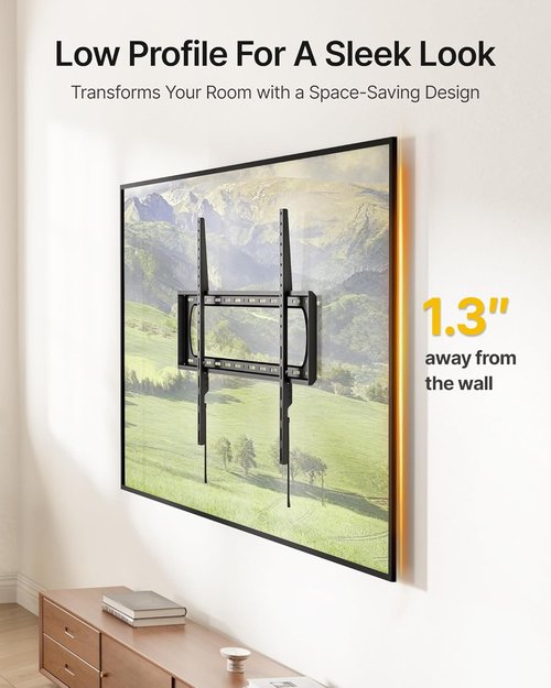 monTEK Heavy Duty TV Wall Mount Bracket - Fits 60-120" Flat & Curved TVs Up to 300lbs | Ultra Slim 1.3" Profile