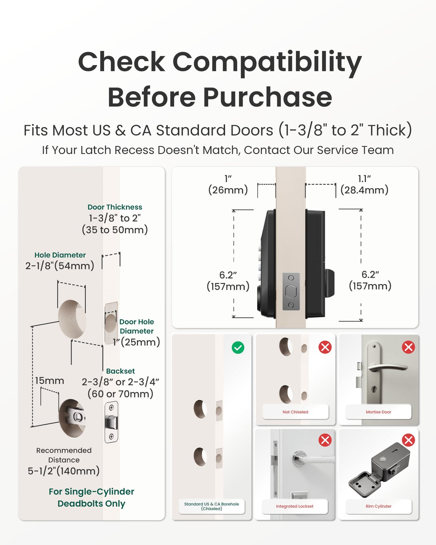DESLOC C100 Keyless Entry Door Lock with Visual Display, 100 Customizable User Codes and 4 One-Pass Code, Door Locks for Front Door with 2 Keys,12 Months Battery, IP54, BHMA Grade 3, Auto Lock, Black