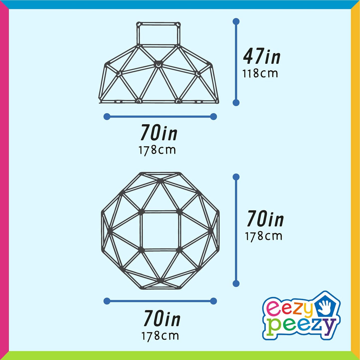Eezy Peezy Climber with Top - Active Indoor Outdoor Play Set Climbing Dome Equipment Toys - Fun for Kids Ages 3 to 6 Years Old, Green and Blue
