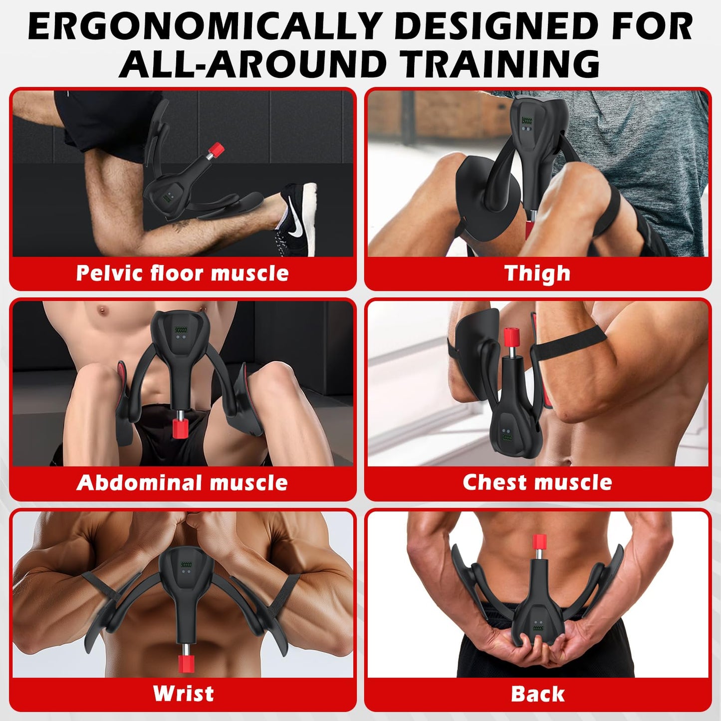 3rd Gen Thigh-Train 0-100 lbs Adjustable Resistance Inner Thigh Train Exercising Counter with Leg Straps Band Pelvic Floor Kegel Hip Exercise Workout Equipment Pilates Women Men (Black)