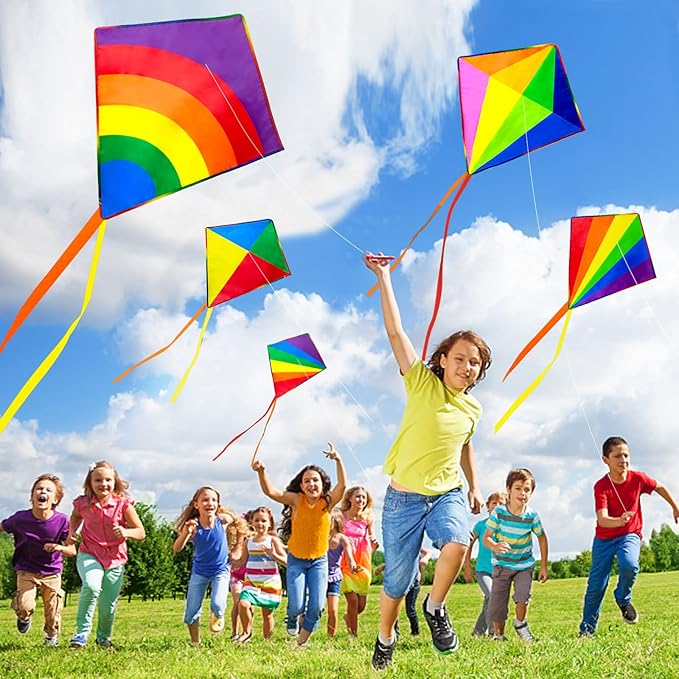 Kite for Kids Adults Easy to Fly, Rainbow Kites for Toddlers Age 3-5 Beginners, Kites for Kids Ages 4-8 8-12 Easy to Fly in Low Wind- Kite for Family Beach Outdoor Games and Activities