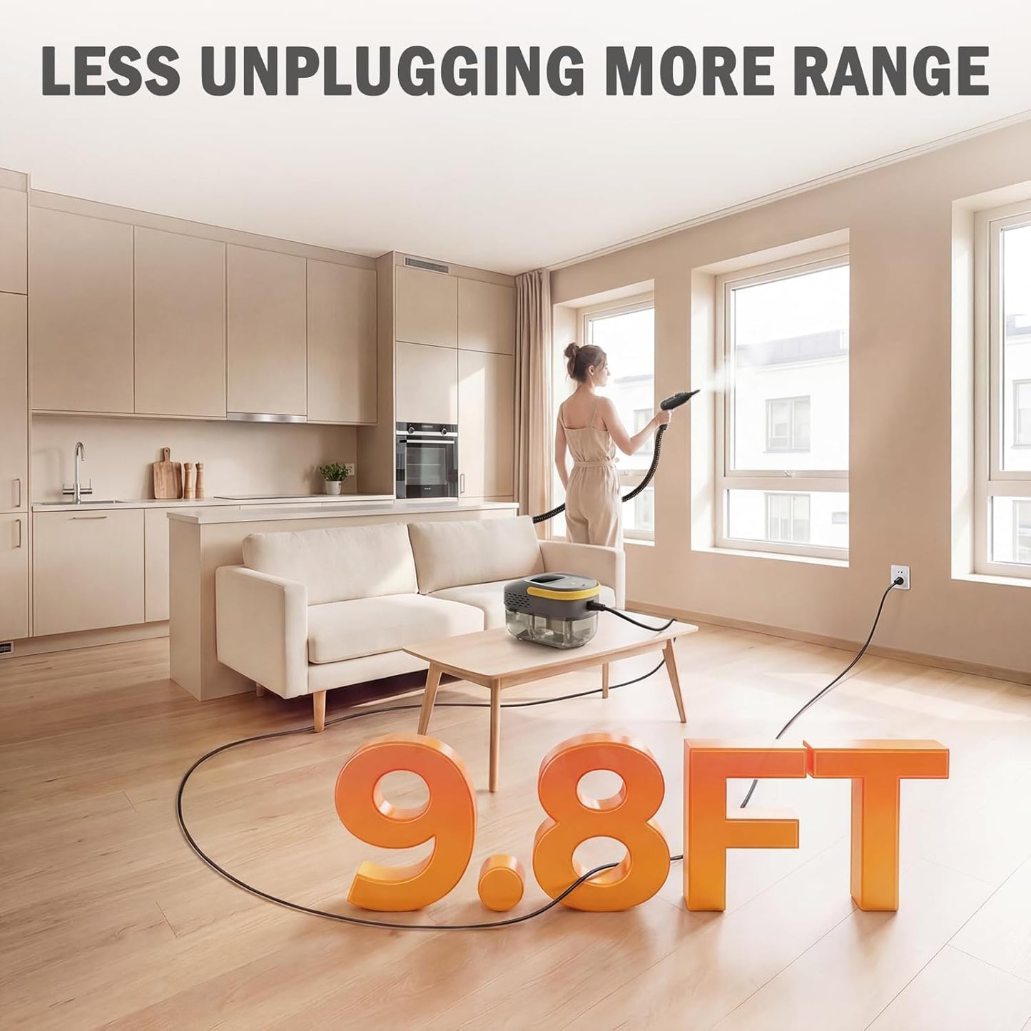 Skiennix Steam Cleaner - 1600W Handheld Steamer with 1.69QT Tank & 15 Accessories for Home Cleaning