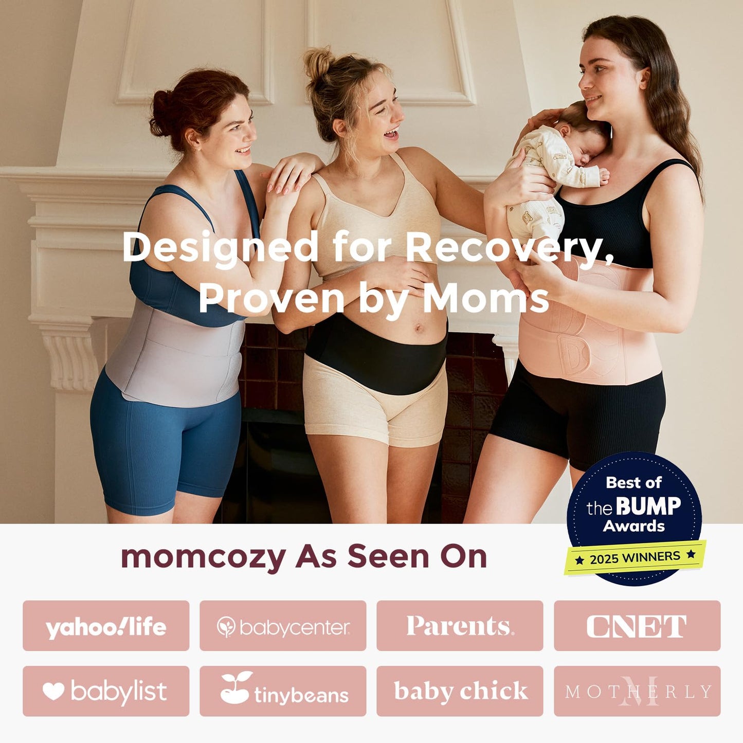 Momcozy Ergowrap Postpartum Belly Band for C-Section Recovery and Vaginal Birth, Abdominal Binder with 3D Lifting & Ergonomic Back Support, Seamless Belly Wrap Shapewear for Post Surgery Recovery