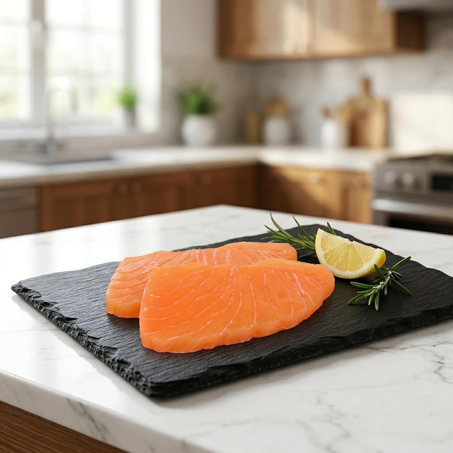 2pcs Totority Realistic Salmon Slice Food Model Perfect Artificial Sushi Prop for Kitchen Display, Home Decor