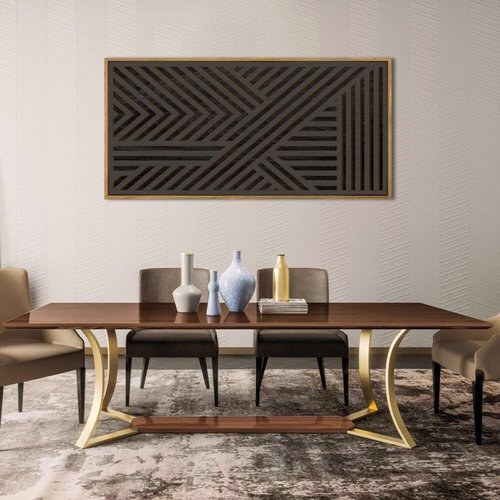 IARTTOP Extra Large Black Wood Wall Art - Framed Geometric Abstract Decor 20x40 Inch for Modern Spaces