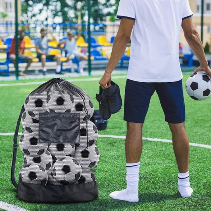 Ball Storage Net Bags, Sports Equipment Organizer for Garage/Outdoor/Pool/Gym/Beach, Drawstring Mesh Bag for Basketball/Football/Soccer/Volleyball/Swimming Gear/Toys