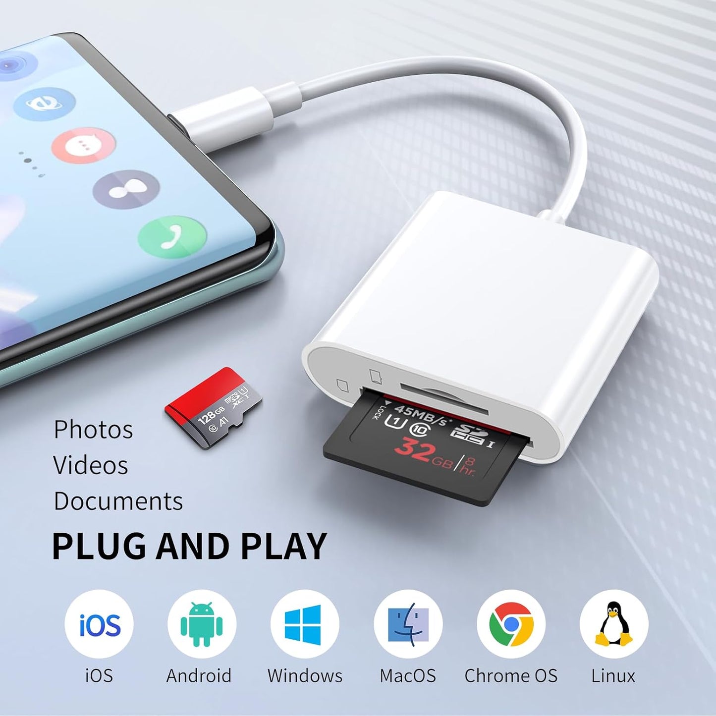 DERSUR 15 16/iPad/MacBook/Mac,Type Play-2 USB C SD Card Reader for iPhone C Memory Trail Camera Card Adapter,UType C SD