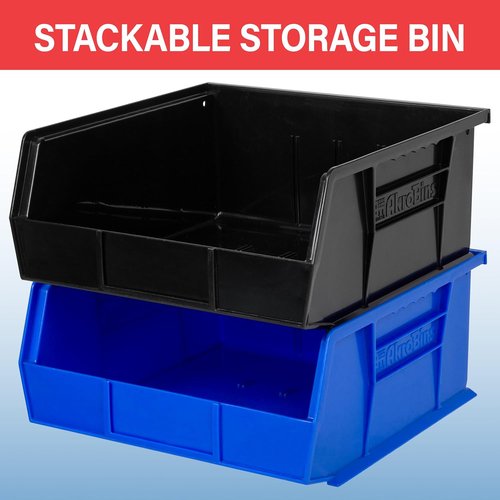 Akro-Mils Plastic Storage Bins - Space-Saving Stackable Organizers for Garage & Pantry | Green, 11" x 11" x 5", 6-Pack