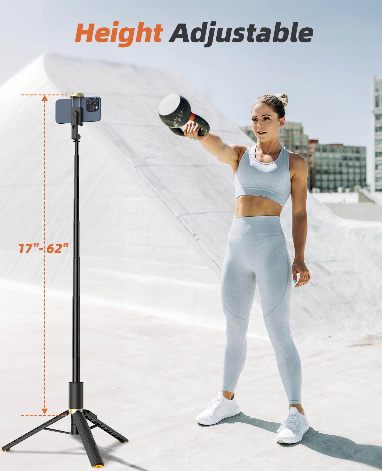 Vimose Phone Tripod & Selfie Stick with Remote, Portable, Lightweight for Video Recording Vlog, Extendable Travel Tripod Stand Compatible with iPhone Android, Black, 62"