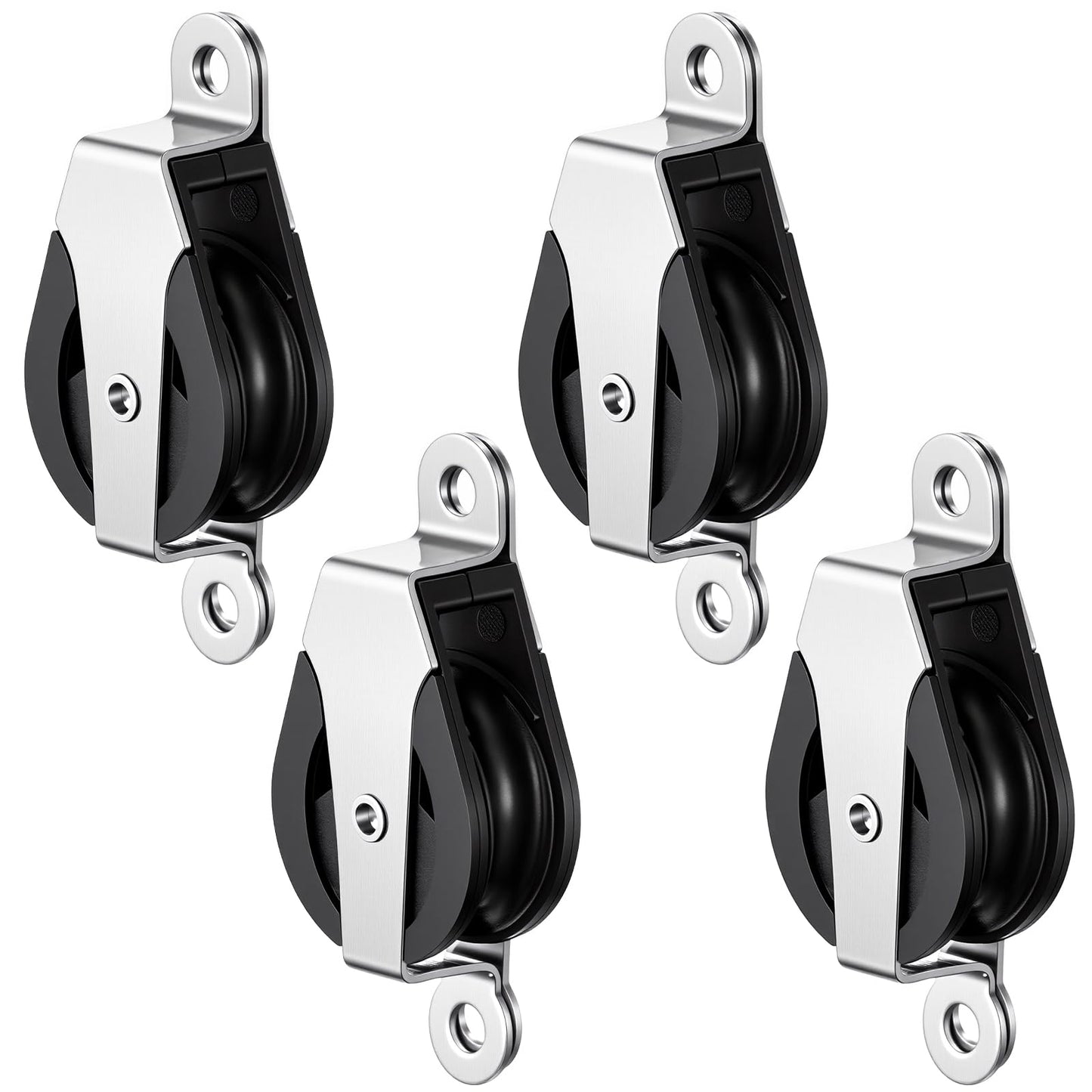 Otoolling 4 Pcs 30mm Sailing Cheek Block Marine 316 Stainless Steel Nylon Block, Universal Single Head Pulley, Rope Pulley, Nylon Sheave, Rope Runner Boat Accessories