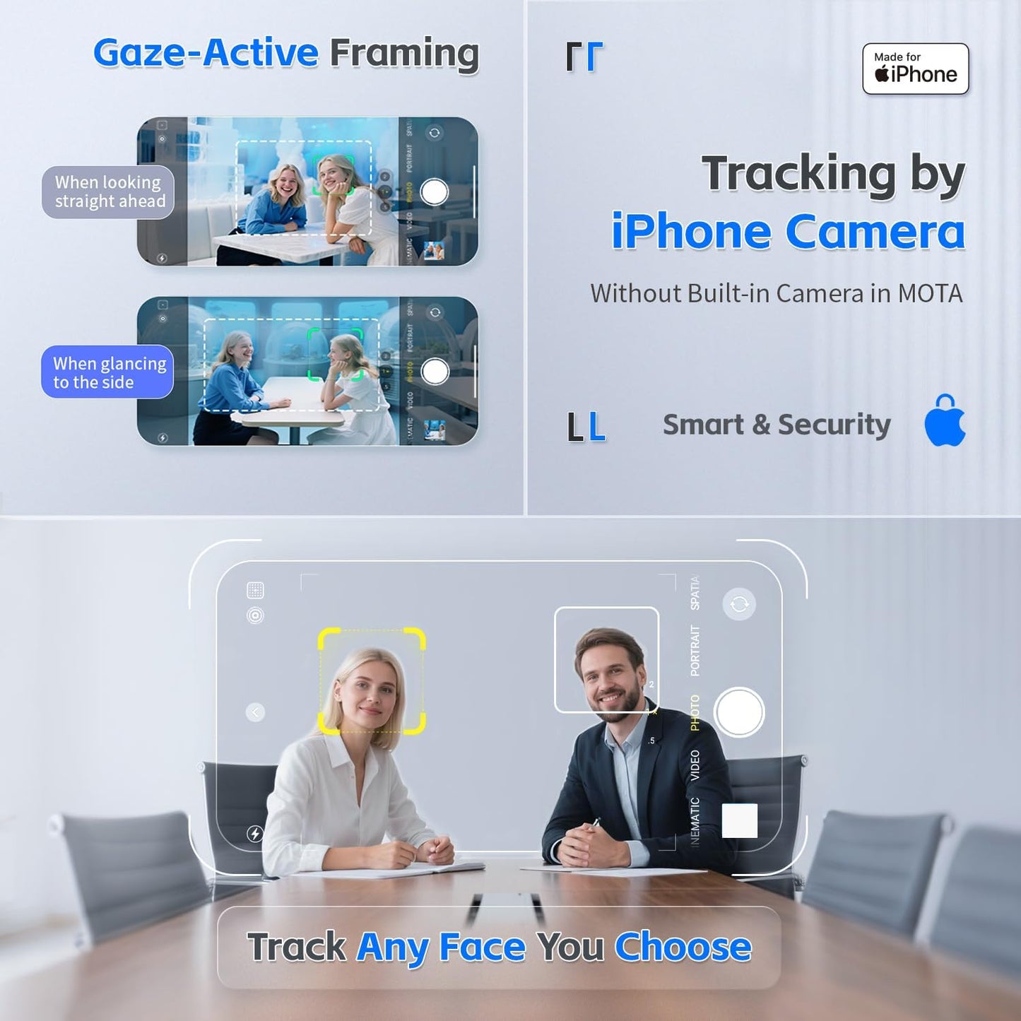 COMITOK 360 Magnetic Auto Face Tracking Stand Tripod MOTA for iPhone Follows Your Movement Hands-Free Video Recording