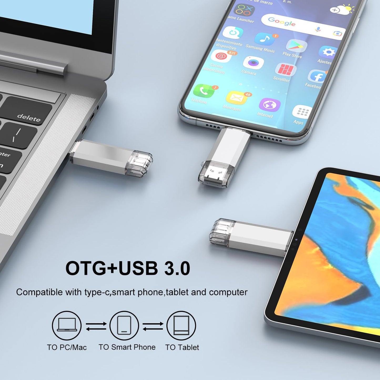 RAOYI 32GB 2 1 3.0 USB C Flash Drive, in USB Type C Dual OTG Metal Thumb Drive Jump Drive Memory Stick with Keychain