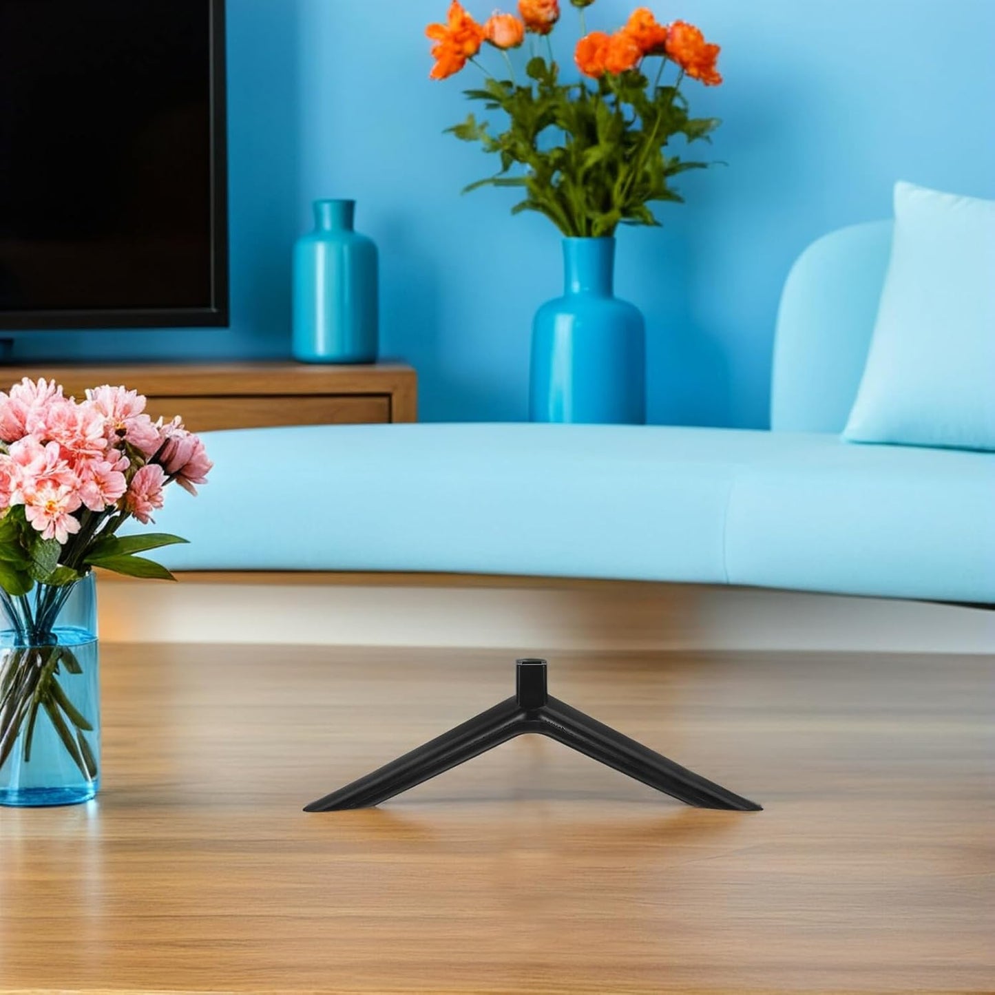 TOBBOMEY 4pcs Plastic Tv Stand Base with Screws Replacement Tabletop Tv Stand Brackets Stable Plastic Desktop Monitor