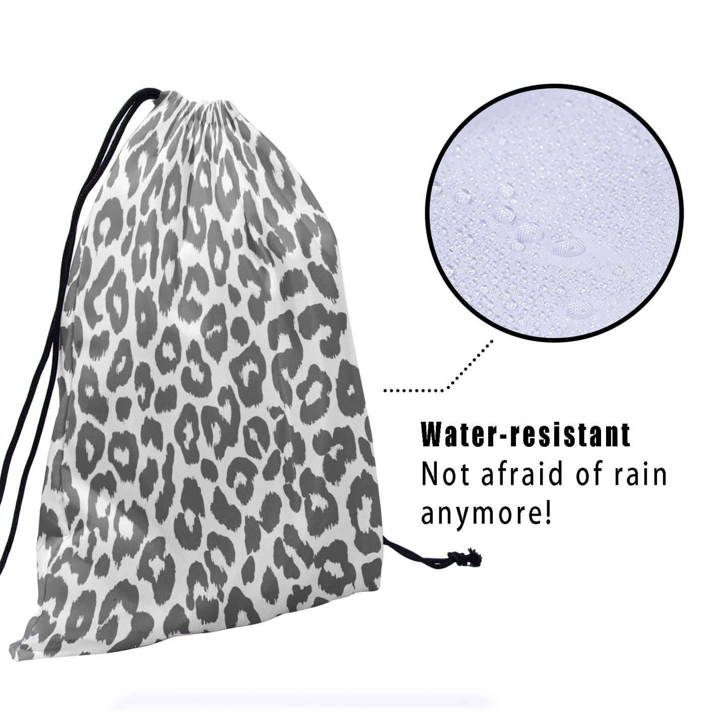 Nerxy Leopard Grip Bag - Grey Gymnastics Grip Bag Cheetah Print Gymnasts Gym Bag Drawstring Gift Bag Gym Storage Pouch for Sports Party Favors