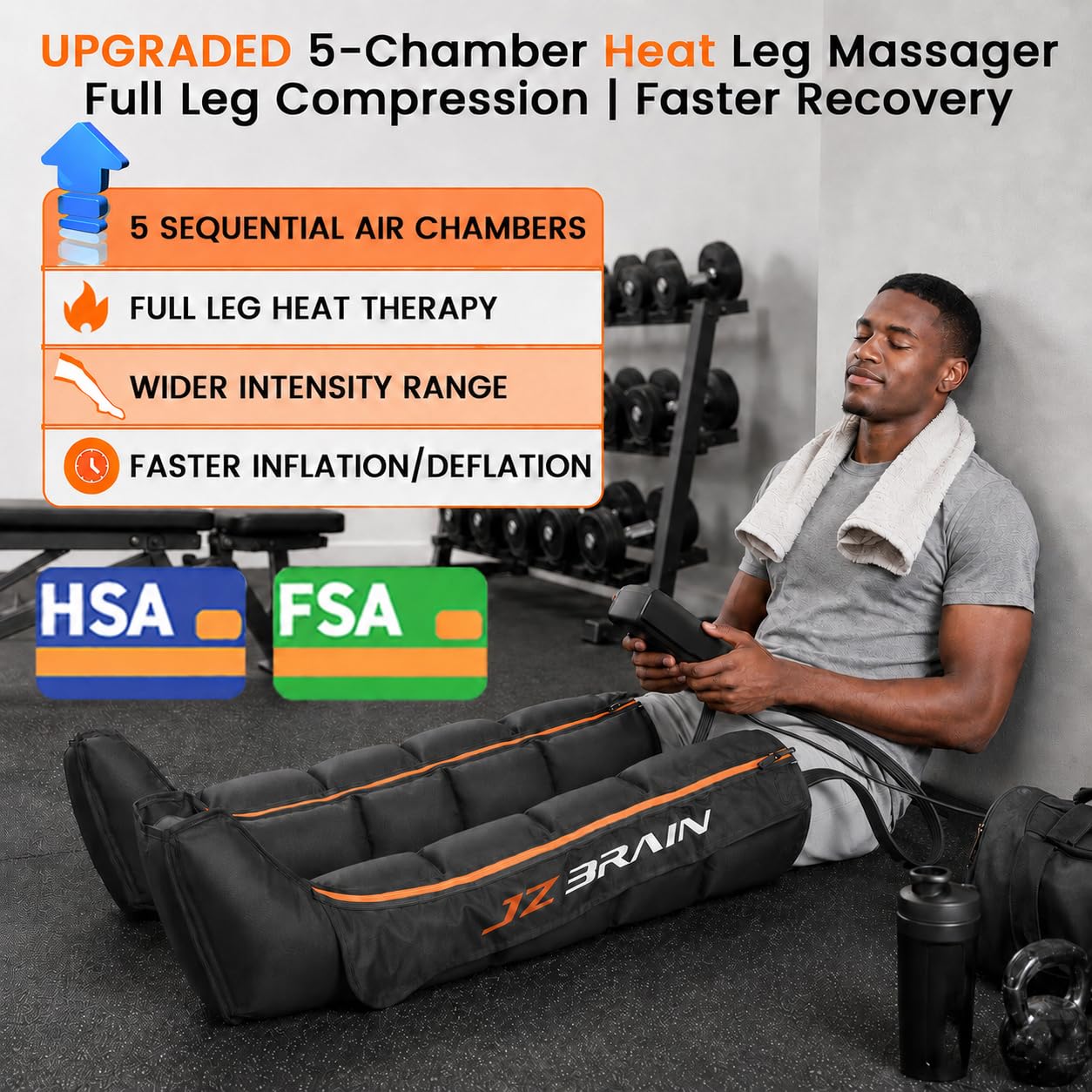 JZBRAIN Air Compression Leg Recovery Boots : Sequential Full Leg Compression Massager System for Muscle Relaxation & Relief - 11 Intensity 6 Modes 3 Heat for Athletes & Gym (Medium)