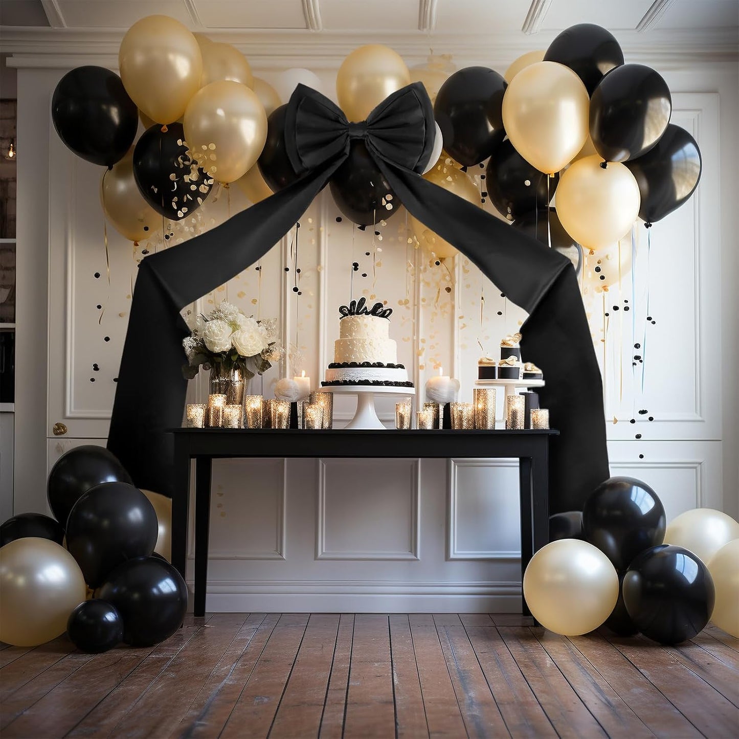 Wavwavw Giant Black Bow Decor - Oversized Satin Ribbon Tie for Weddings & Parties | 75x18 Inch