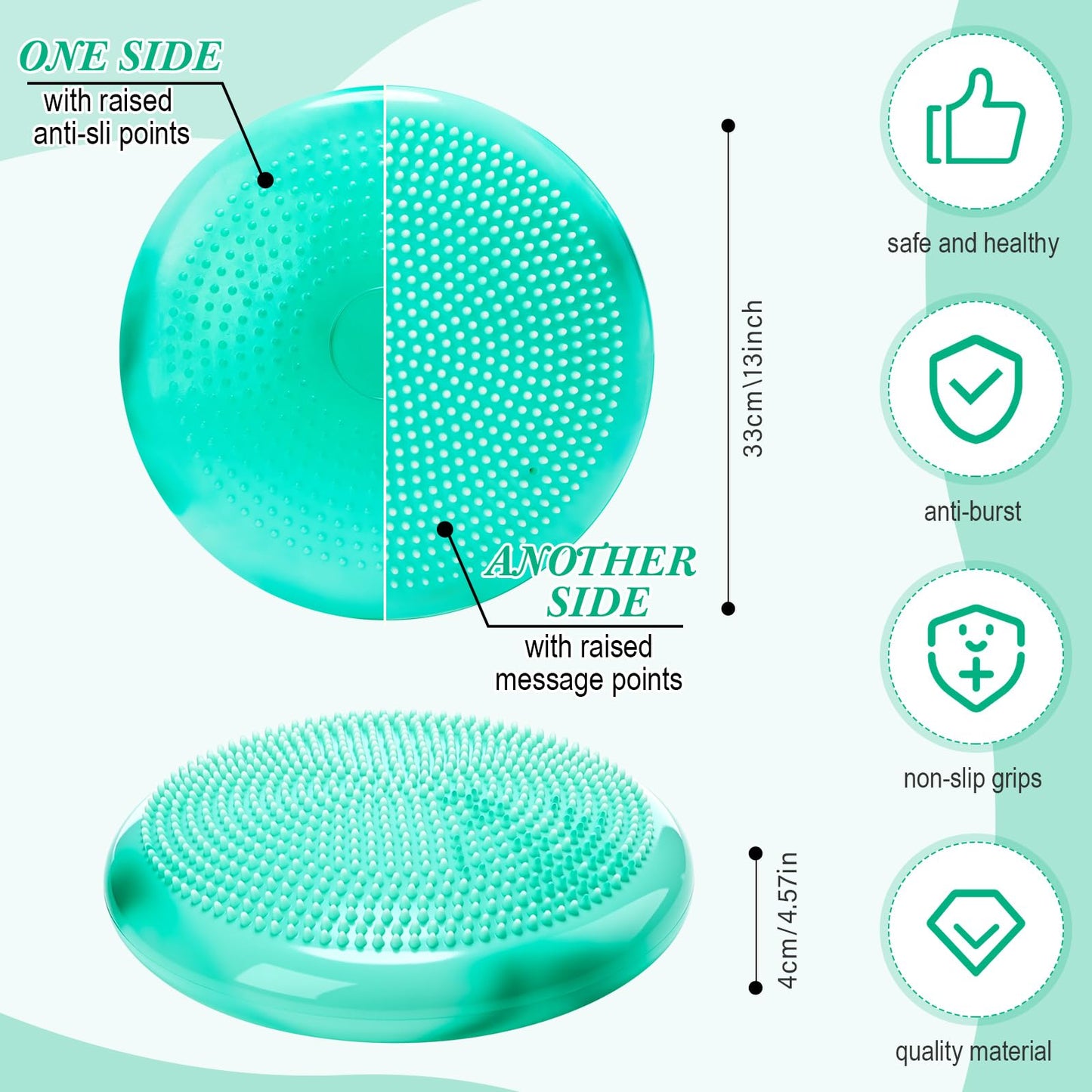 Libima 4 Pcs Wiggle Seat for Sensory Kids Inflated Wobble Cushion Sensory Seat Cloud Design Flexible Seating for Classroom Elementary Balance Disc for Kids Adult Pet Training(Green)