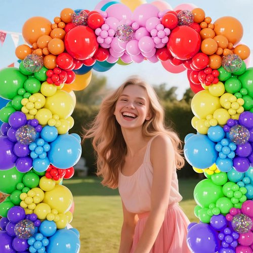 KUULBELA Rainbow Balloons - 110 Pack of 12-Inch Assorted Helium Latex Balloons for Birthday & Wedding Parties