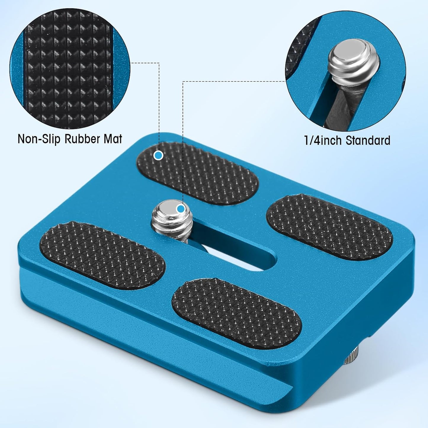 Frienda 2 1/4''-20 Head(Blue,Pu50) Pieces Metal Quick Release Plate with Camera Screw Tripod Mount Plate Fits Standard
