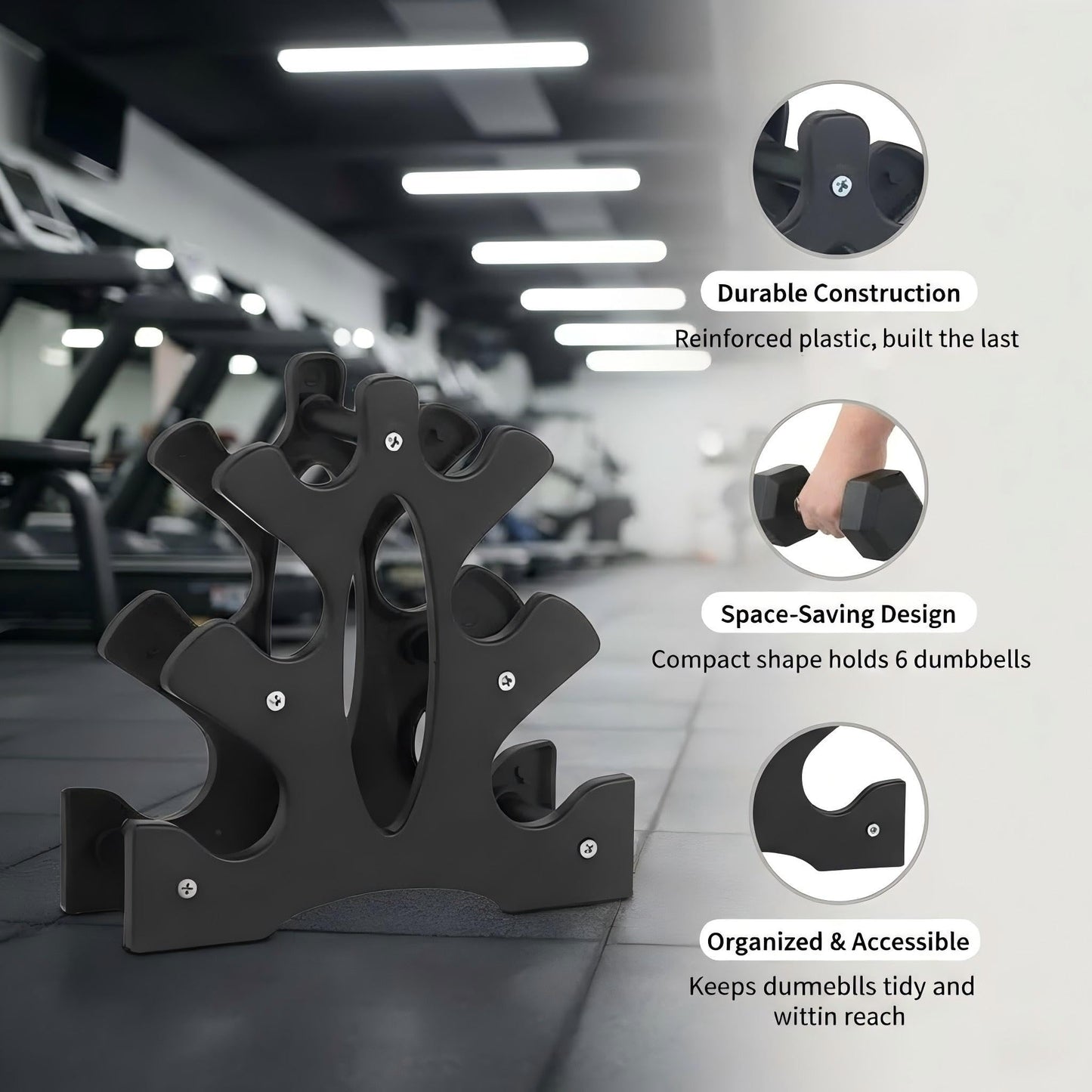 Dumbbell Rack Stand,3 Tier Dumbbell Weight Stand Weight Storage Organiser for Dumbbells Accessories Compact Weight Storage Solution for Home Gym Exercise,23x22.5x8.5cm(Dumbbells Not Included)