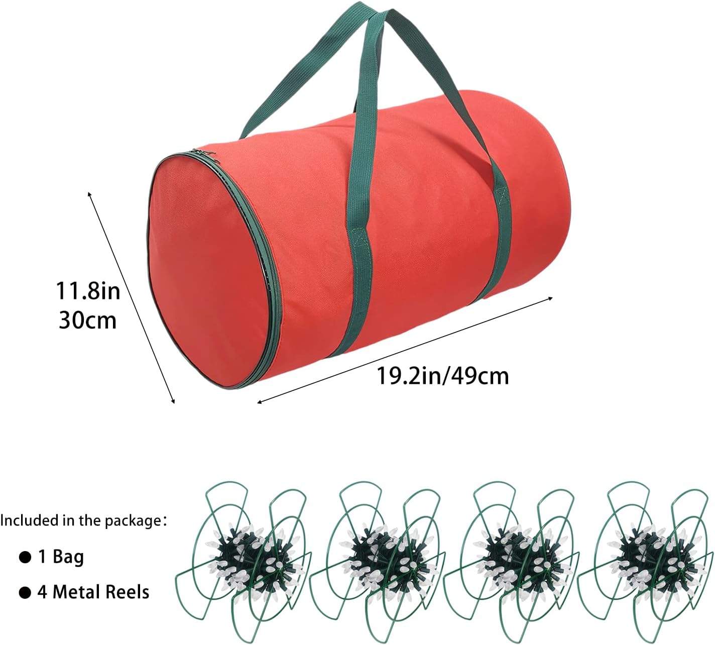 Sattiyrch Christmas Light Storage Bag - Tear-Proof 600D Oxford Fabric with 4 Metal Reels for Easy Organization