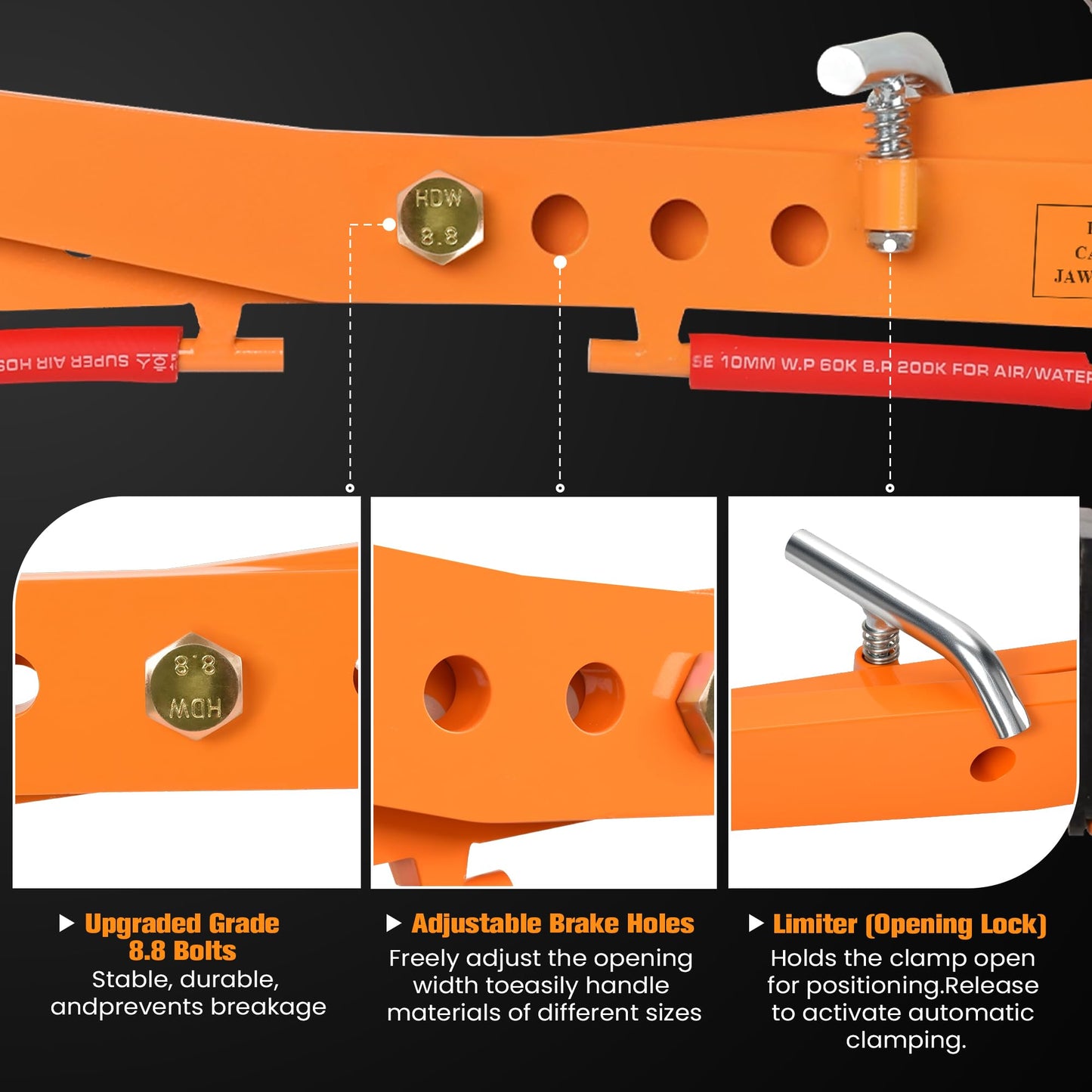 HEYVOZE 716 lbs Granite Slab Lifting Clamp, 4.7–14.2 in Adjustable Opening, Heavy-Duty Stone Lifting Clamp for Vertical Handling of Marble, Concrete Blocks, Slate Slabs, and Curb Stones