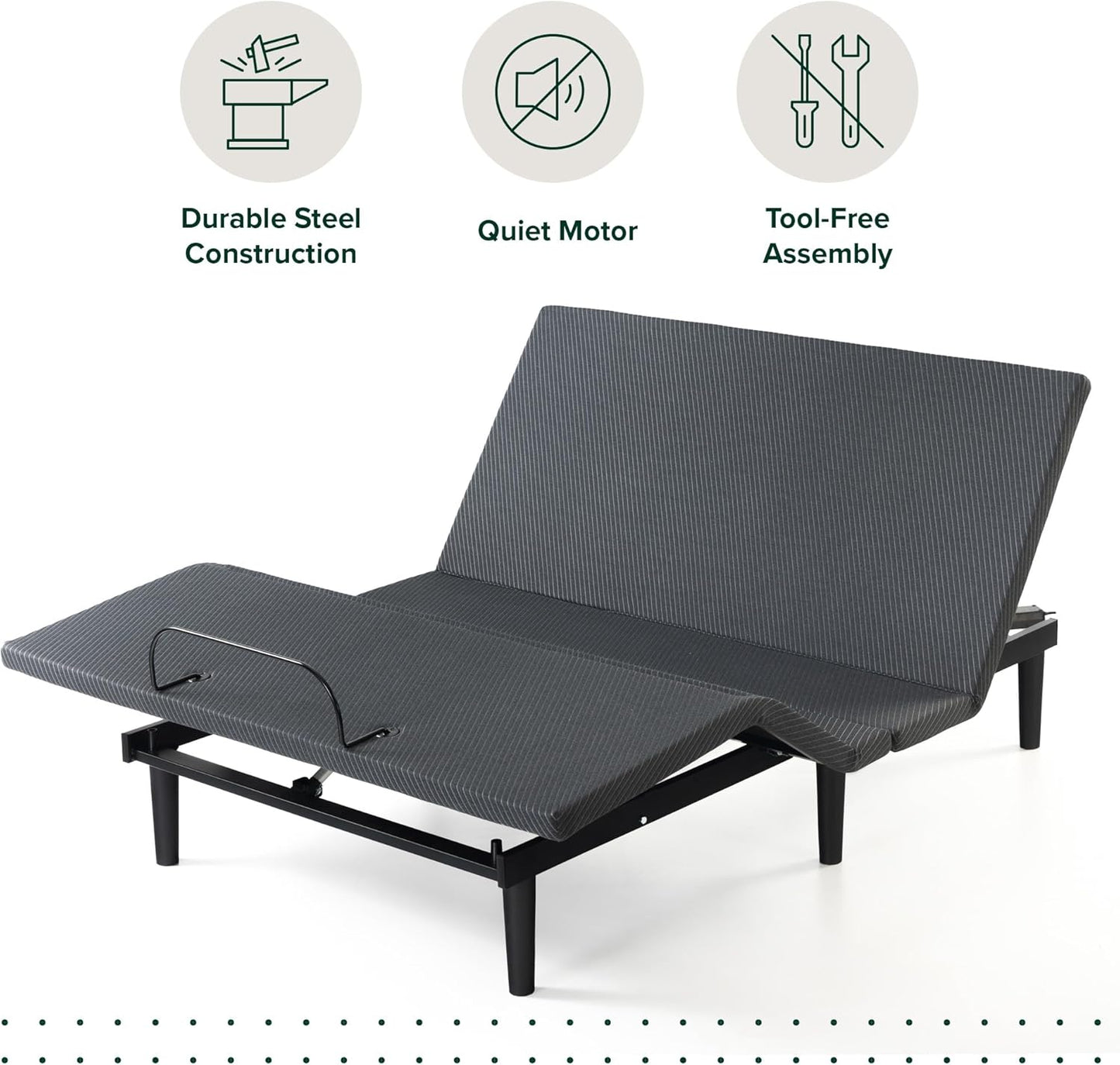 Zinus Nadia Adjustable Bed Frame - Electric Reclining Platform Base with Wireless Remote | Queen Size