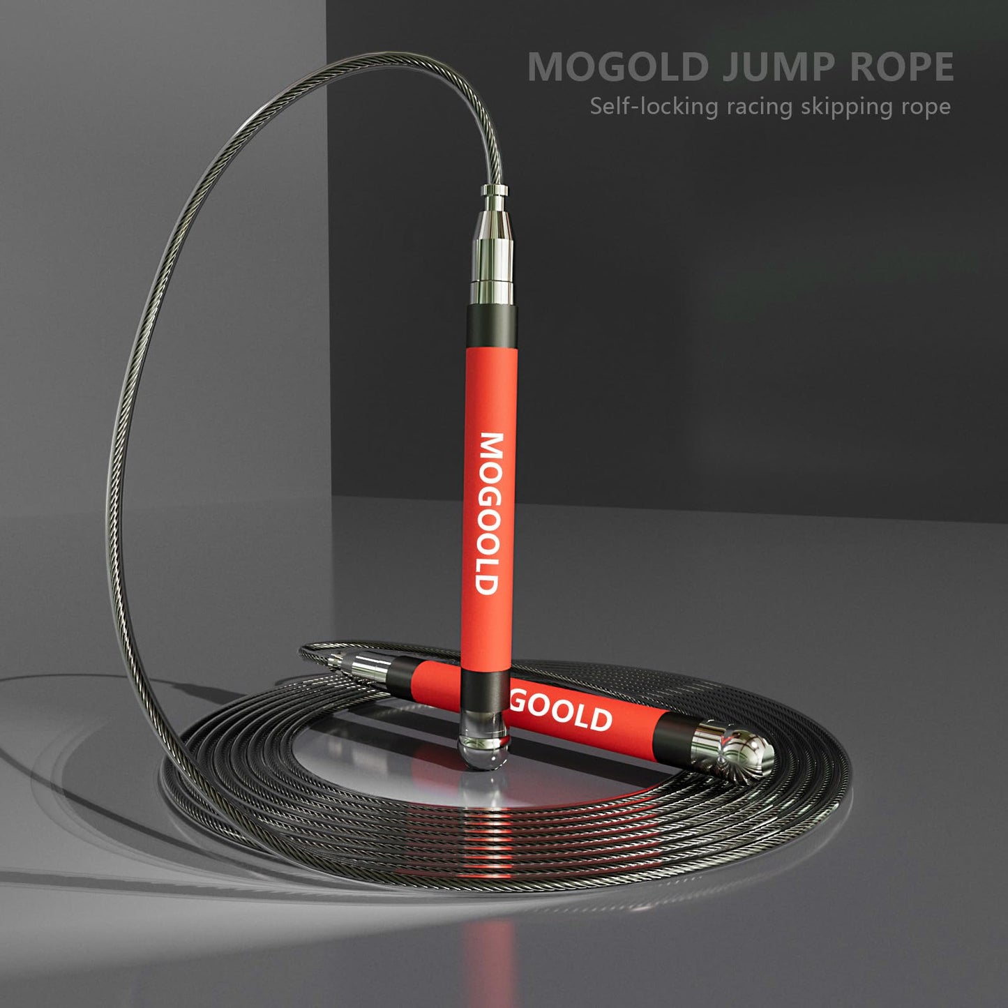 MOGOLD Speed Jump Rope For Man&Women-Ball Bearing Design-Length Adjustable-360 Degree Spin-Silicone Grip Skipping Rope with Speed Ropes for Fitness Workout Crossfit & Home Exercises